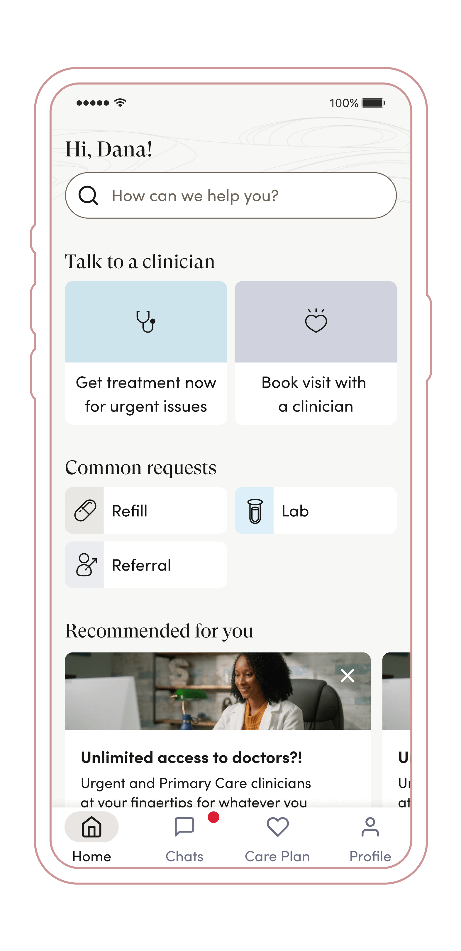 Member Home screen in the Cedars-Sinai Connect app