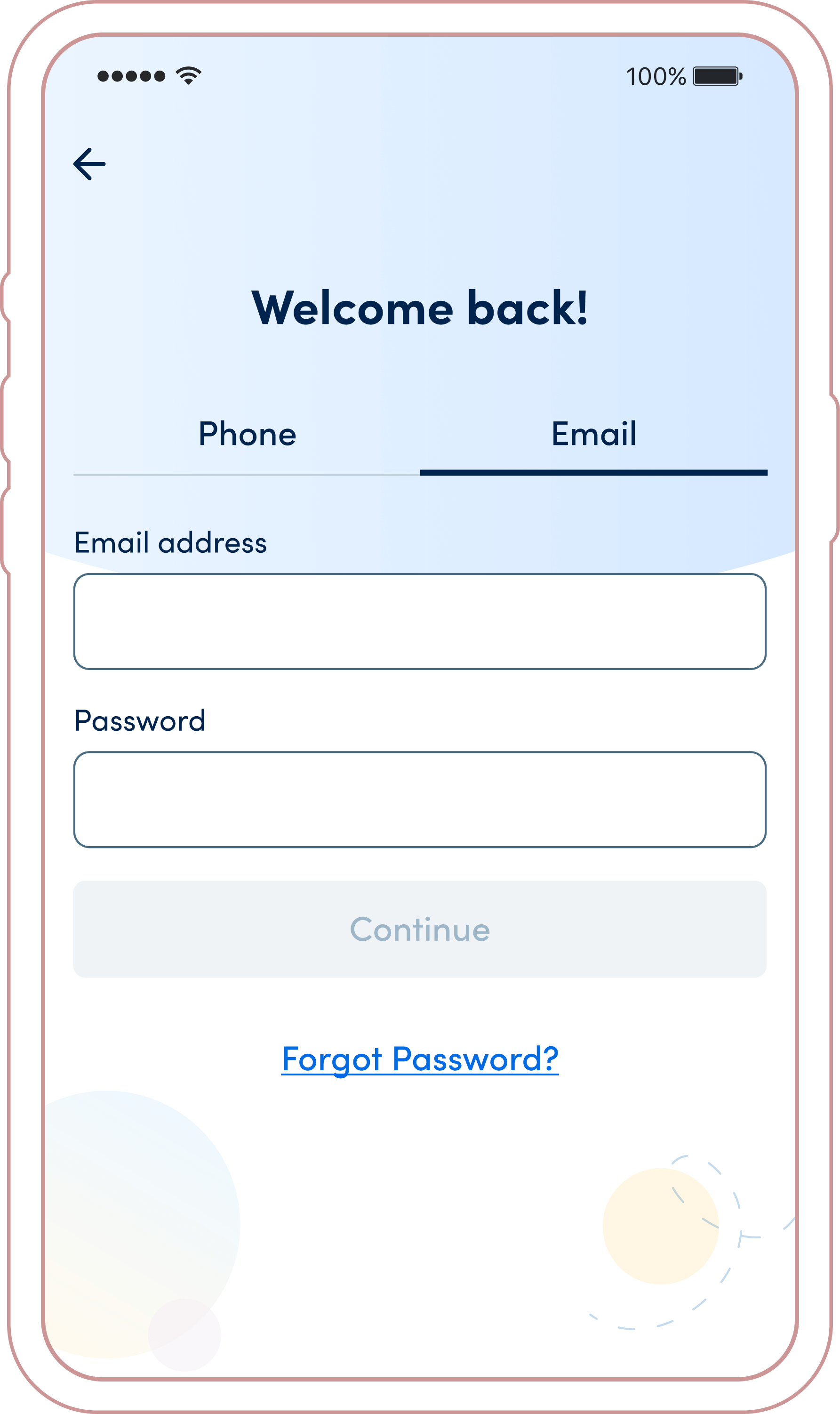 Email Sign In screen for returning users in the K Health app