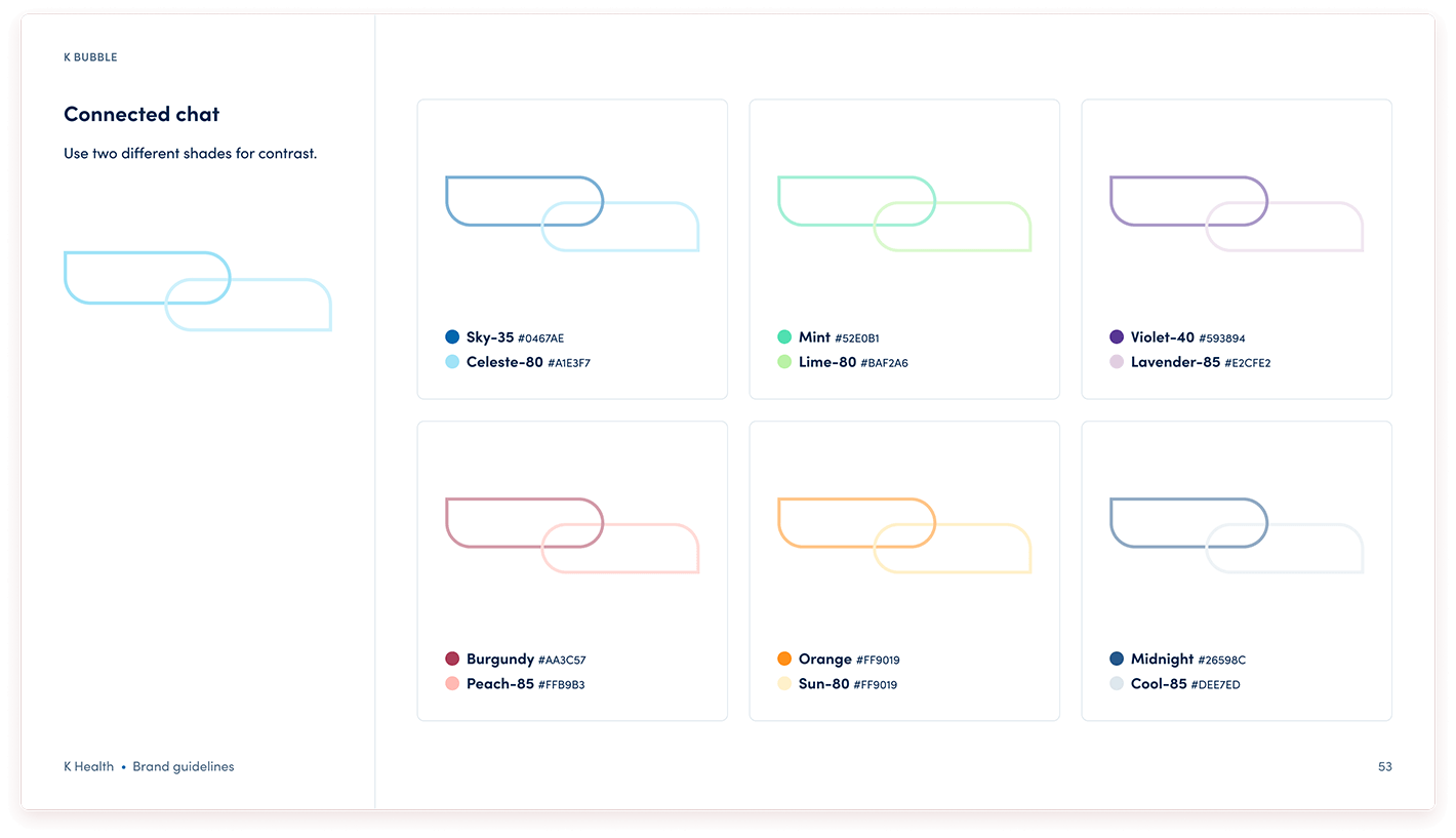 Examples of colors for the connected chat element