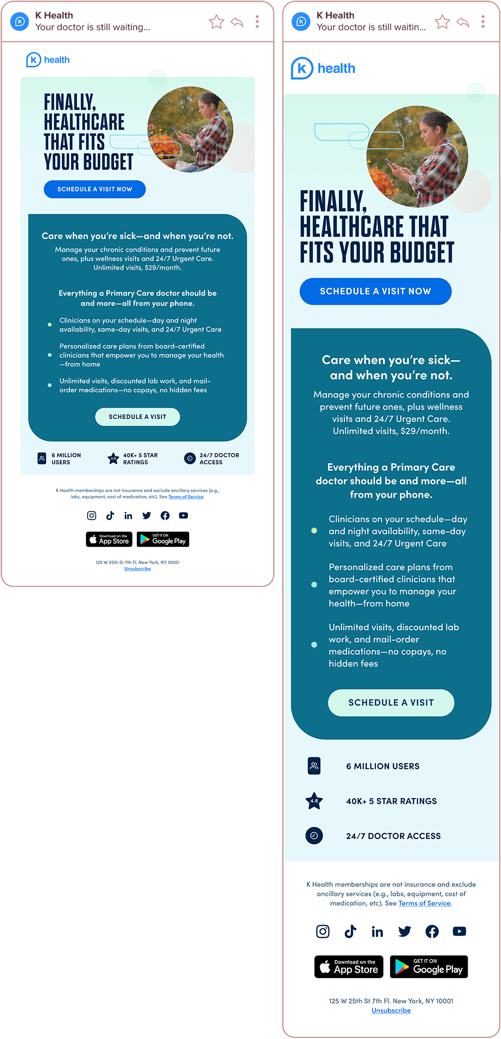 Desktop and mobile version of a cart abandonment email