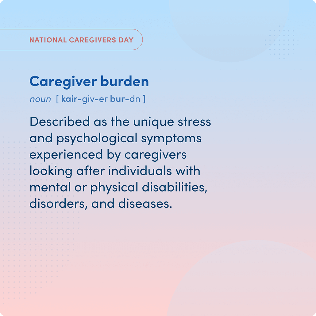 Second slide of an Instagram carousel post defining caregiver burden