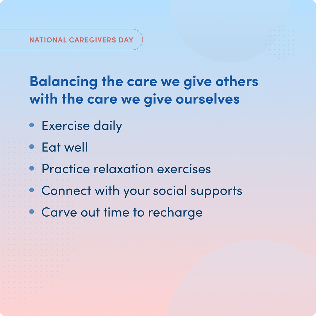 Fourth slide of an Instagram carousel post with tips for balancing care for yourself and care for others
