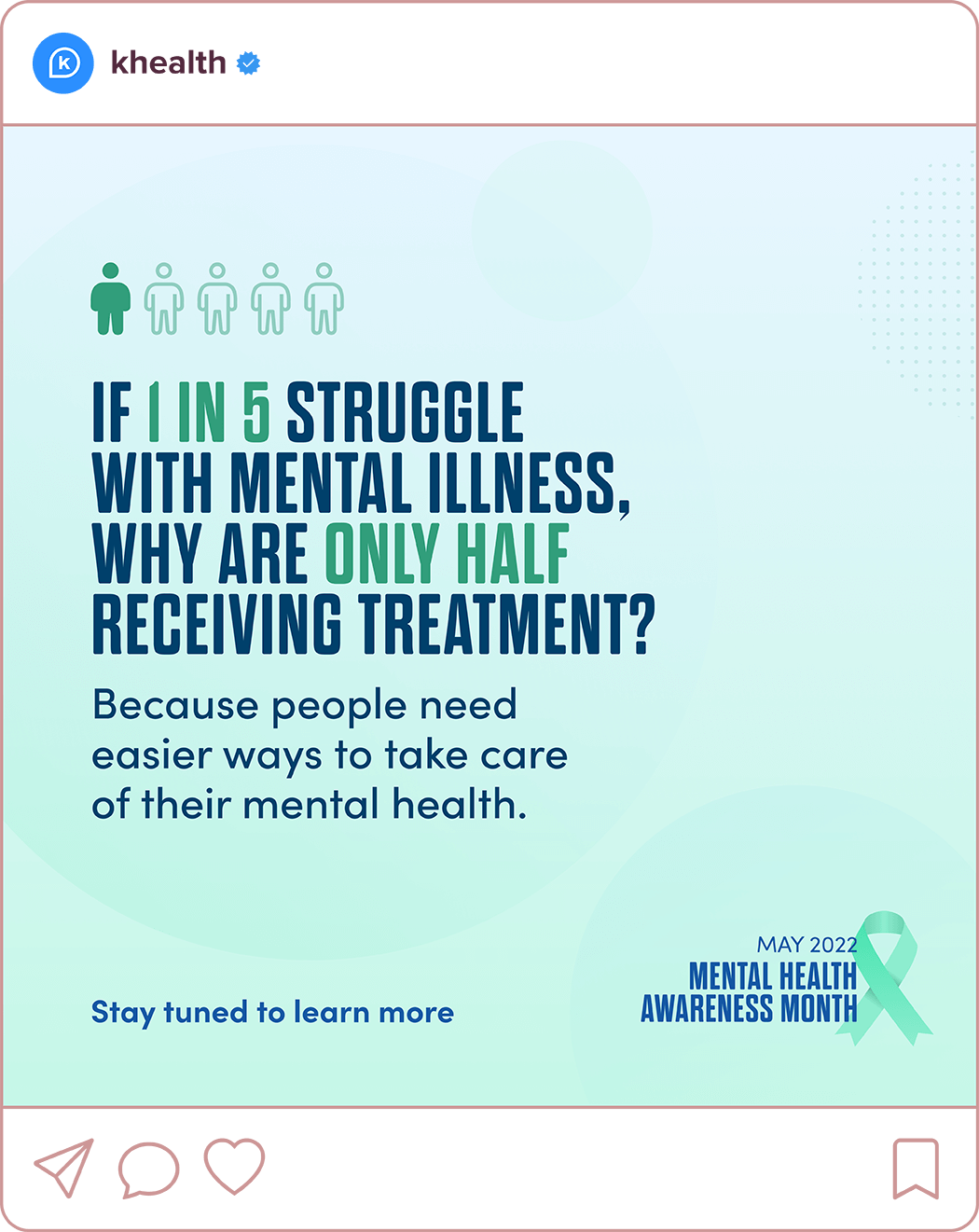 Instagram post with a statistic about treatment for Mental Health Awareness Month