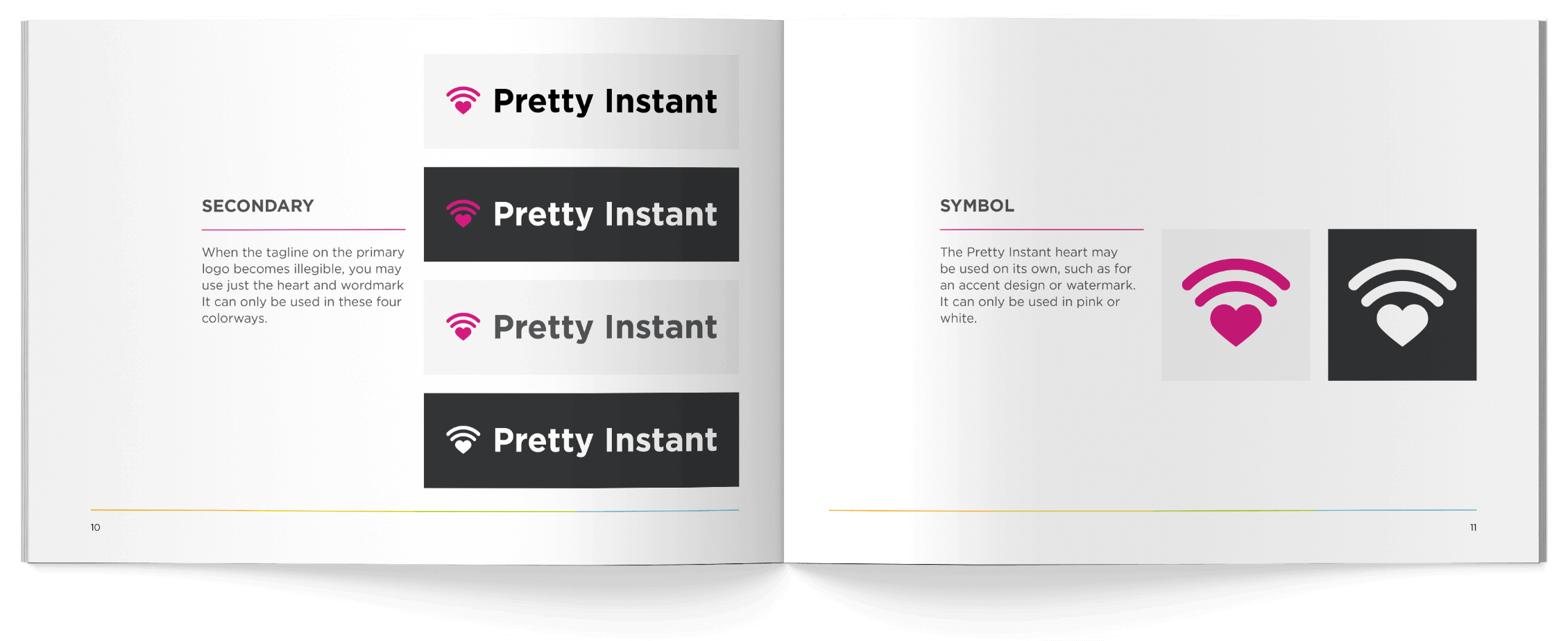 Logo pages of the Pretty Instant brand book