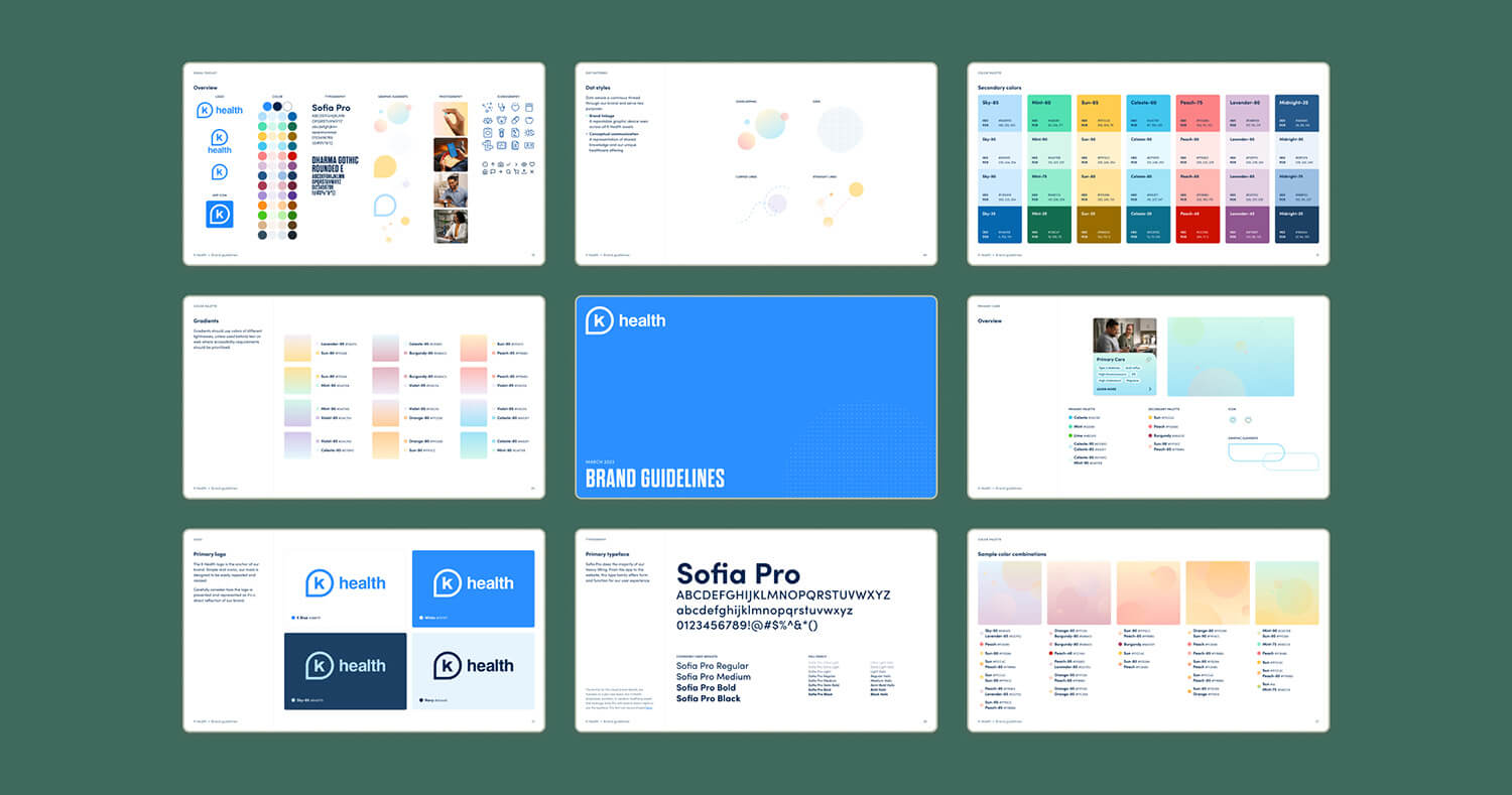 9 pages from K Health's brand book